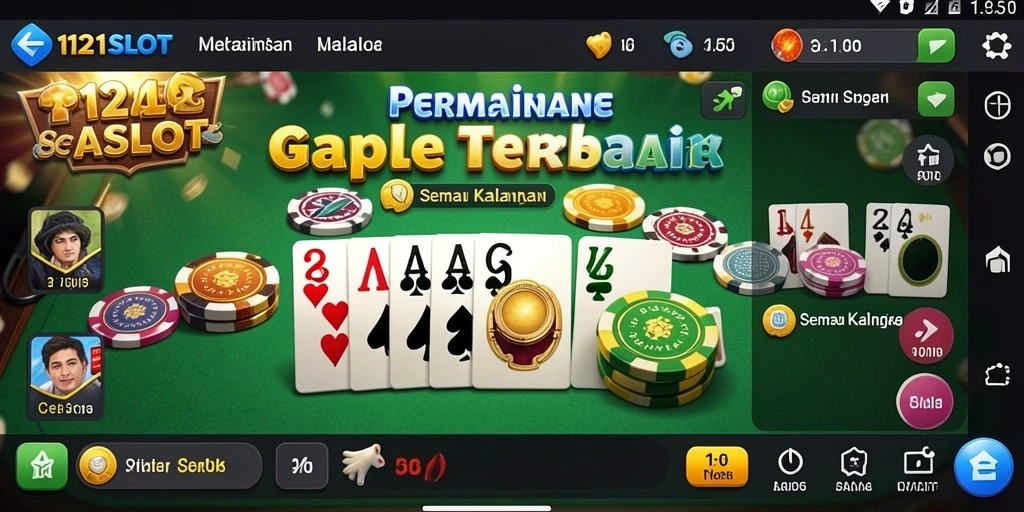 Tampilan gameplay seru di aplikasi Gaple 1121SLOT.
