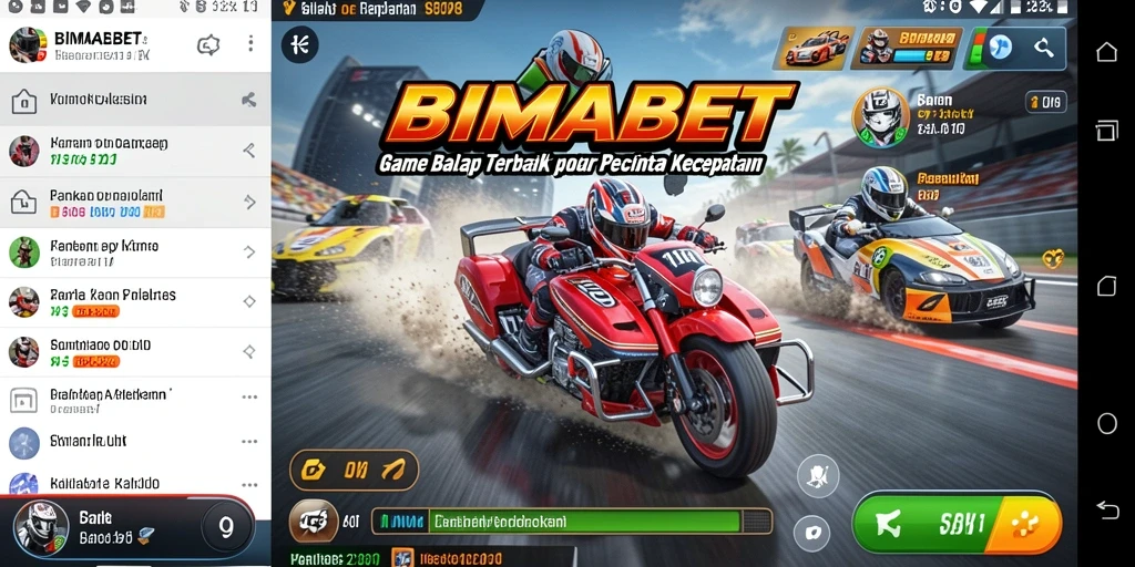 Screenshot menunjukkan aksi balap mendebarkan dalam BIMABET.