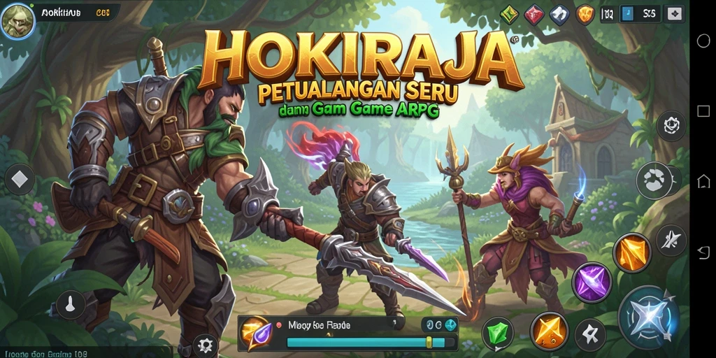 Screenshot HOKIRAJA yang menampilkan aksi pertempuran seru.