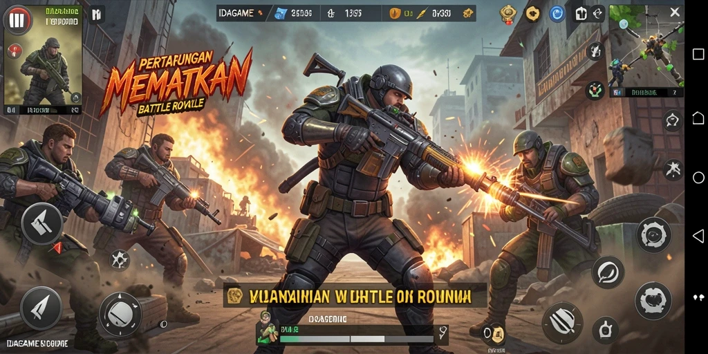 Tangkapan layar utama IDAGAME menunjukkan fase bertarung yang mendebarkan di arena Battle Royale.