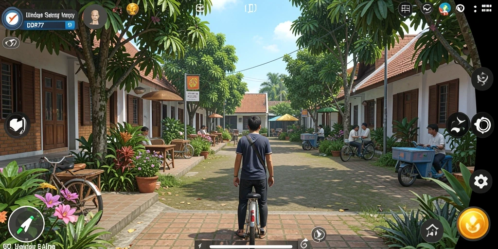 Screenshot gameplay IDR77 menampilkan karakter berinteraksi dalam dunia simulasi yang realistis.
