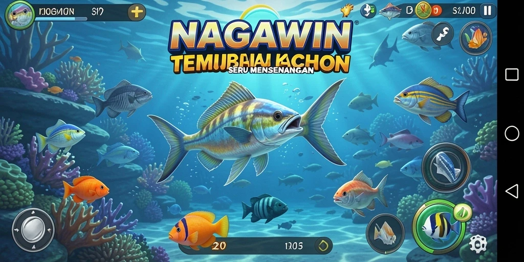 Tampilan gameplay seru dari NAGAWIN saat menembak ikan.