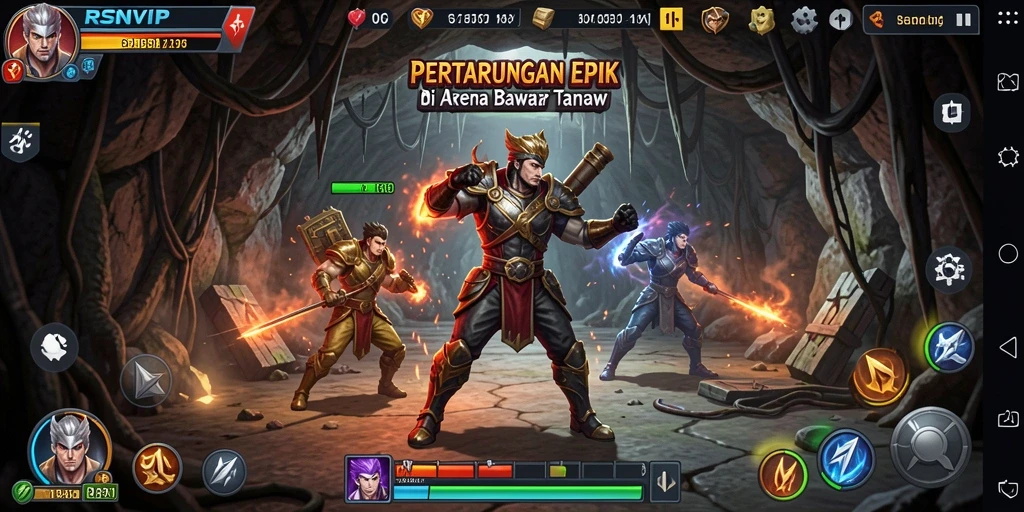 Gameplay RSNVIP menunjukkan pertarungan seru dan karakter yang menakjubkan.