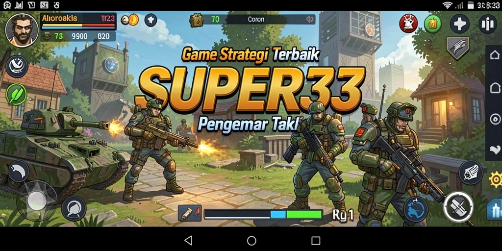 Tampilan gameplay SUPER33 yang penuh aksi dan strategi.