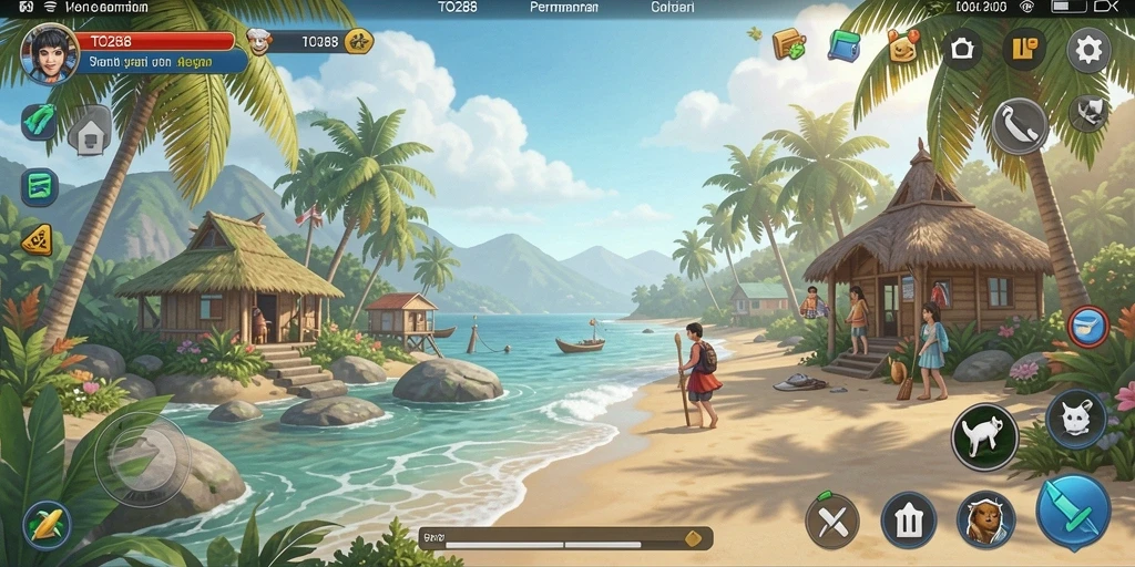 Tampilan gameplay TO288 dengan suasana santai dan grafis cerah.