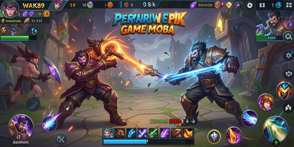 Screenshot gameplay MOBA yang intens dan seru.